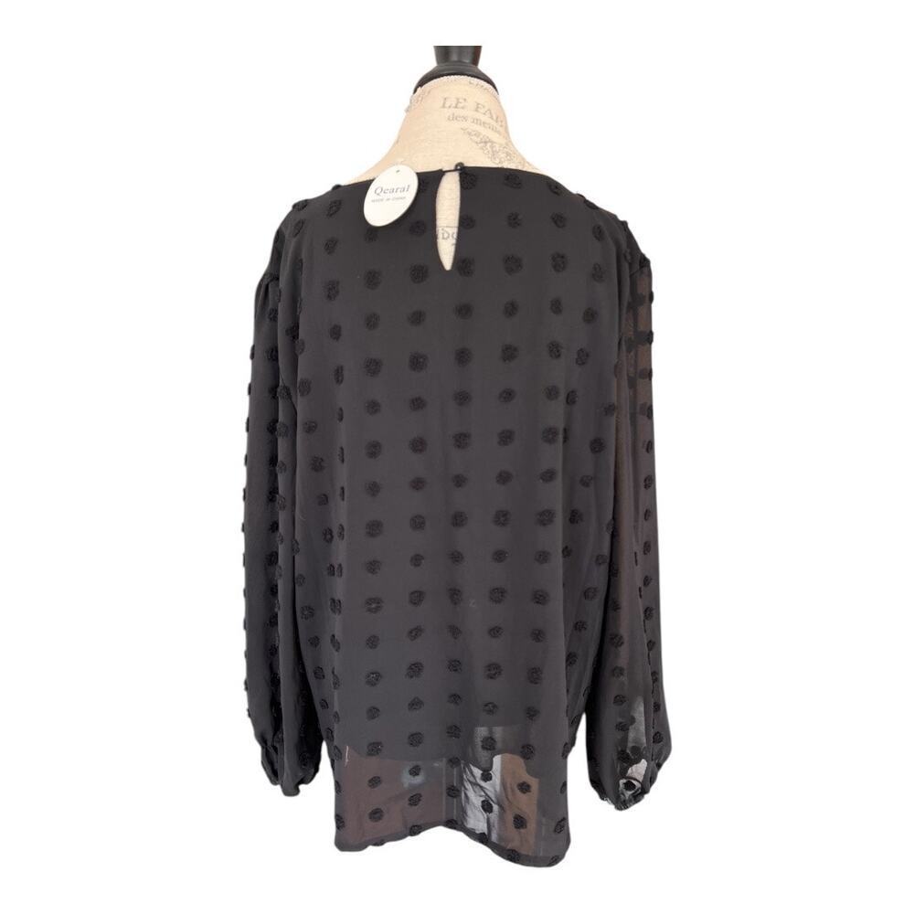 Qearal long sleeve business casual blouse, tufted polka dot pattern - size 2X - Picture 3 of 8